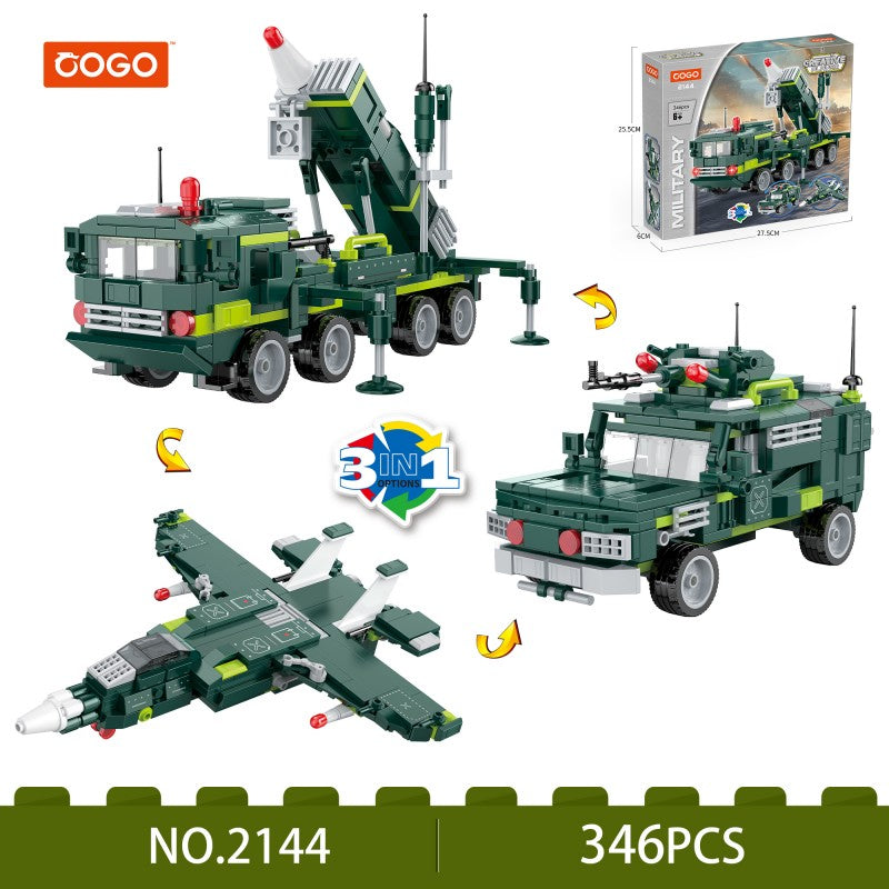 COGO 346PCS Creative Player Transformation Military Series Building Blocks Toys