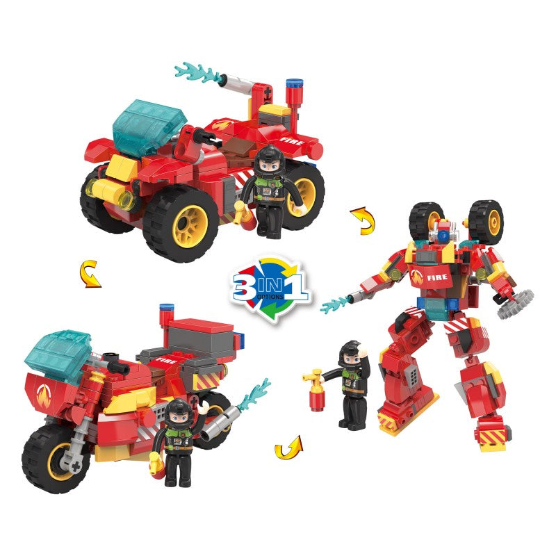 COGO 280PCS Creative Player Transformation Fire Fighting Series Building Blocks Toys