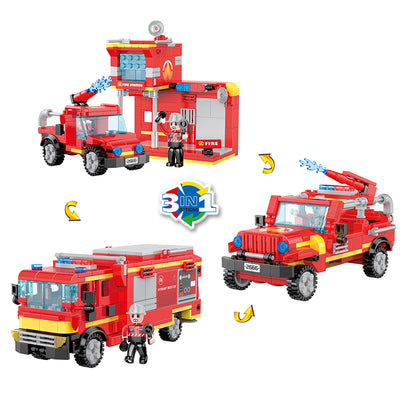 COGO 337PCS Creative Player Transformation Fire Fighting Series Building Blocks Toys