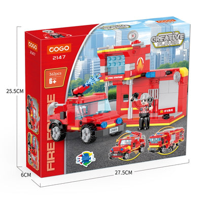 COGO 362PCS Creative Player Transformation Fire Fighting Series Building Blocks Toys