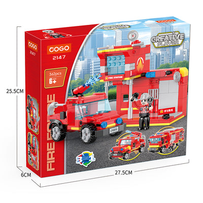 COGO 337PCS Creative Player Transformation Fire Fighting Series Building Blocks Toys