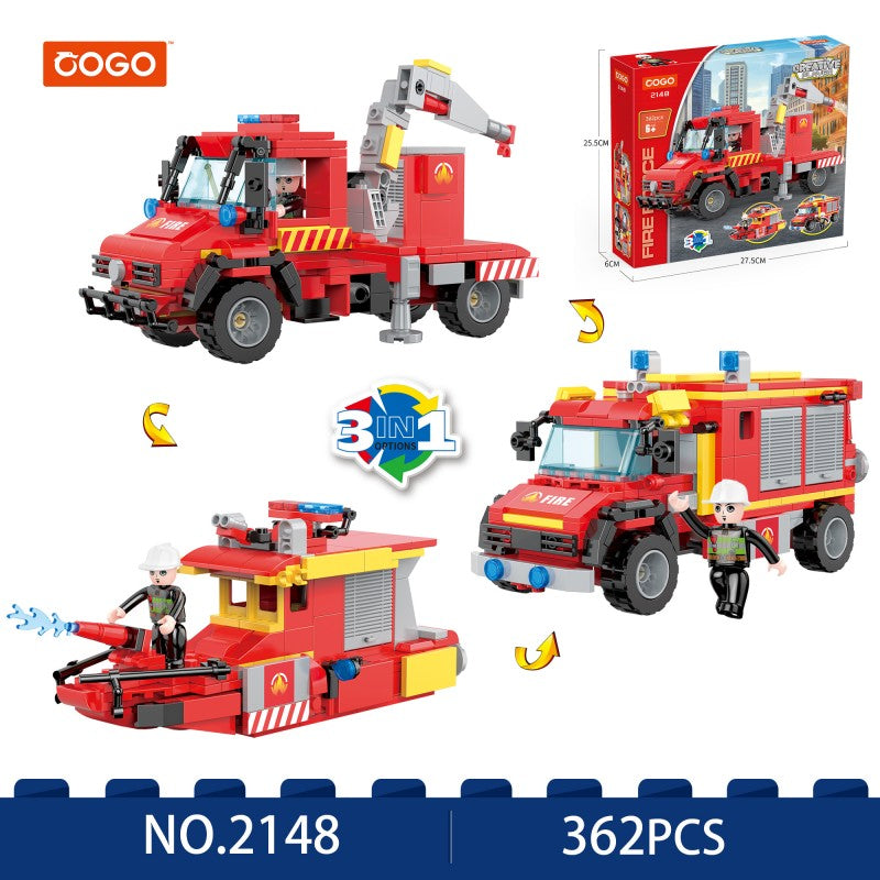 COGO 362PCS Creative Player Transformation Fire Fighting Series Building Blocks Toys
