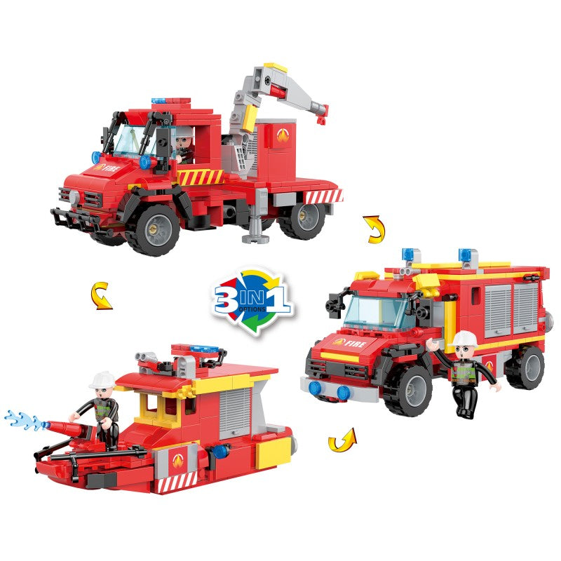 COGO 362PCS Creative Player Transformation Fire Fighting Series Building Blocks Toys