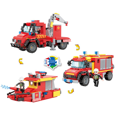 COGO 350PCS Creative Player Transformation Fire Fighting Series Building Blocks Toys