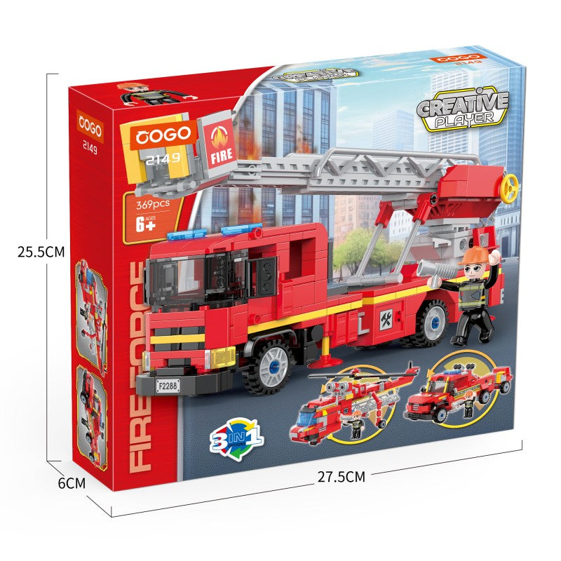 COGO 369PCS Creative Player Transformation Fire Fighting Series Building Blocks Toys