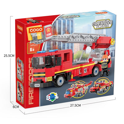 COGO 369PCS Creative Player Transformation Fire Fighting Series Building Blocks Toys