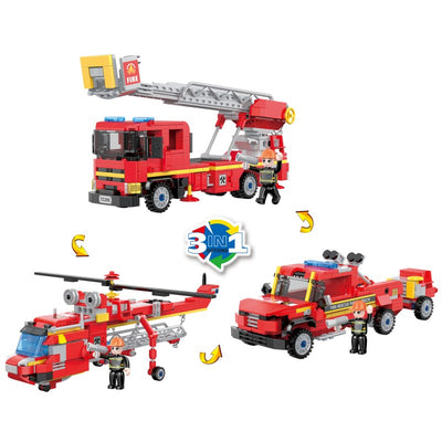 COGO 369PCS Creative Player Transformation Fire Fighting Series Building Blocks Toys
