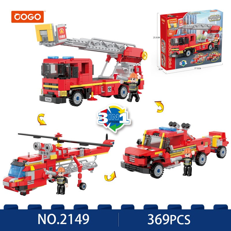 COGO 369PCS Creative Player Transformation Fire Fighting Series Building Blocks Toys