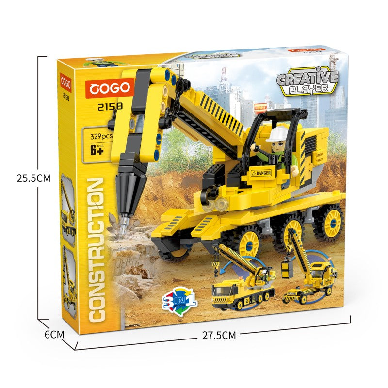 COGO 329PCS Creative Player Series Engineering Vehicle Building Blocks Toys