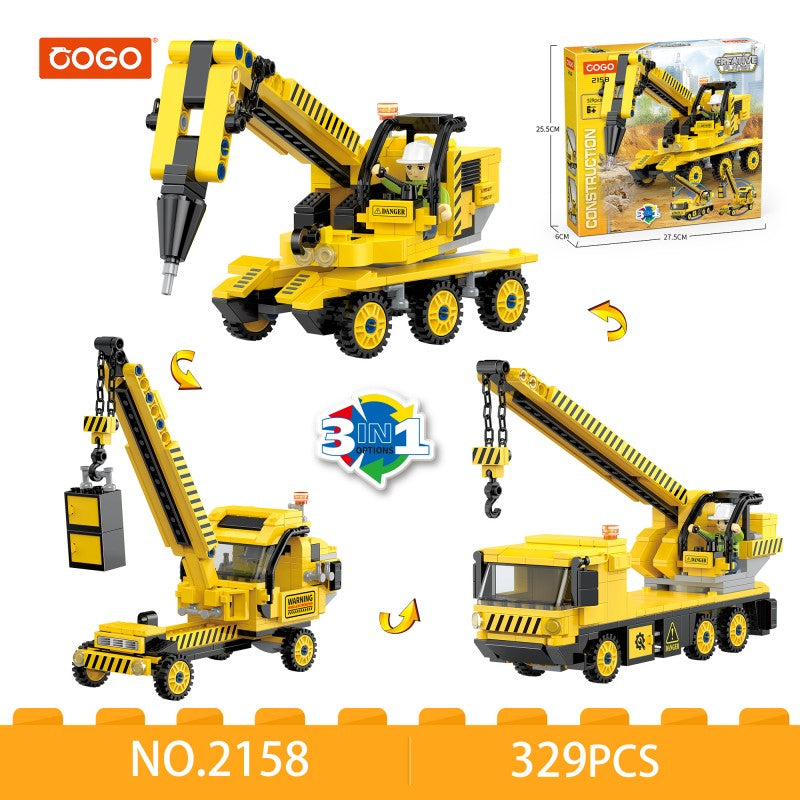 COGO 329PCS Creative Player Series Engineering Vehicle Building Blocks Toys