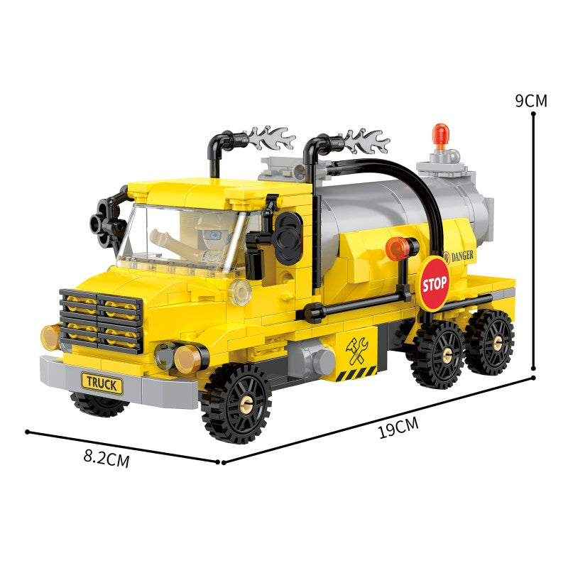 工程三变系列小颗粒积木-化粪池泵车&压路机&工程无人机指挥车/354PCS