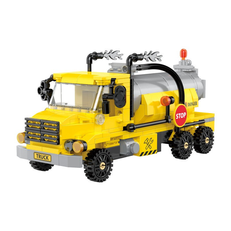 工程三变系列小颗粒积木-化粪池泵车&压路机&工程无人机指挥车/354PCS