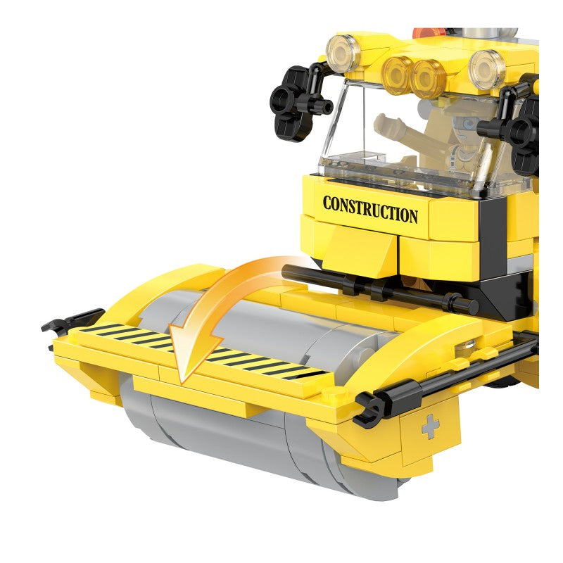 工程三变系列小颗粒积木-化粪池泵车&压路机&工程无人机指挥车/354PCS