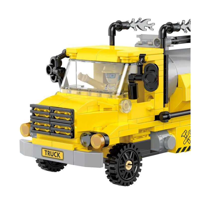 工程三变系列小颗粒积木-化粪池泵车&压路机&工程无人机指挥车/354PCS