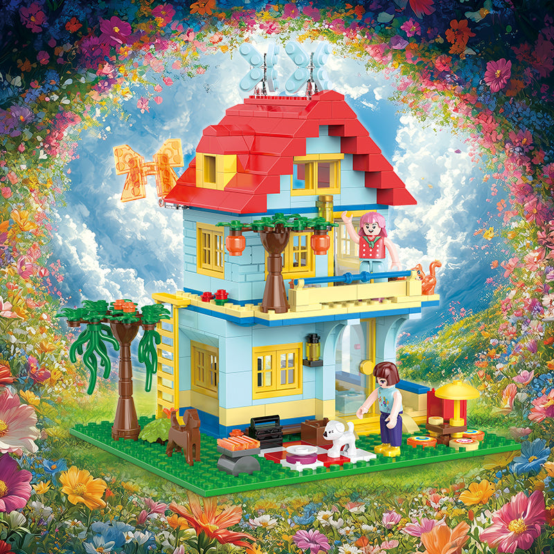 温馨夏日蝴蝶小屋小颗粒积木/480PCS