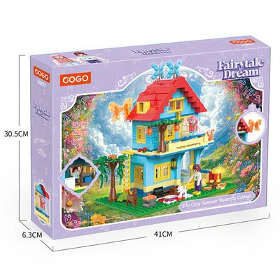 COGO 480PCS Fairytale Dream Warm Summer Butterfly Cottage Building Blocks Toys
