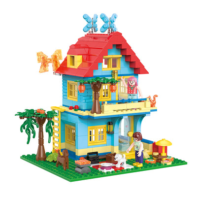 COGO 480PCS Fairytale Dream Warm Summer Butterfly Cottage Building Blocks Toys