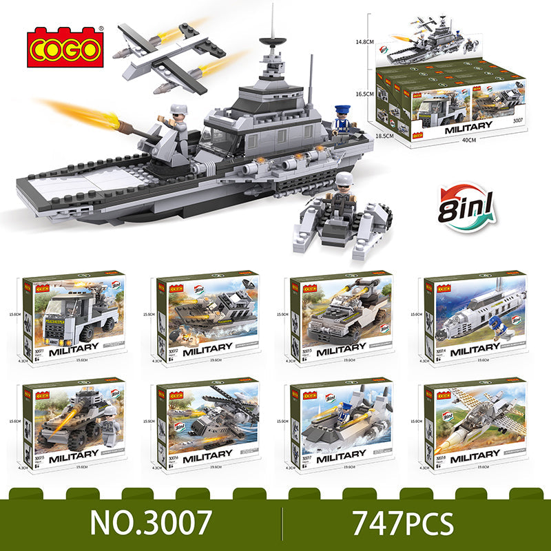 COGO Eight Military Ship Building Block Toys