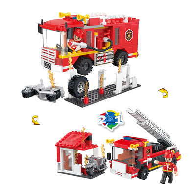 COGO 184PCS 2-in-1 Fire Truck Building Block Toy