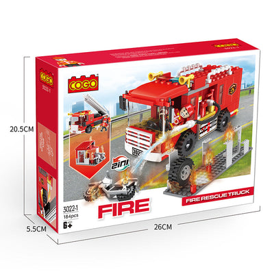 COGO 184PCS 2-in-1 Fire Truck Building Block Toy