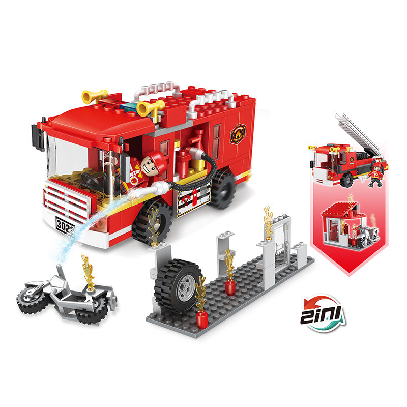 COGO 184PCS 2-in-1 Fire Truck Building Block Toy