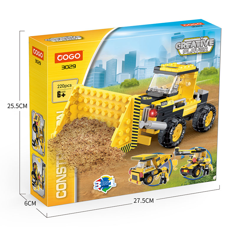 COGO 220PCS Creative And Versatile One-Change Three Engineering Vehicle Building Block Toys