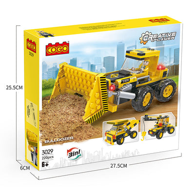 COGO 220PCS Creative And Versatile One-Change Three Engineering Vehicle Building Block Toys