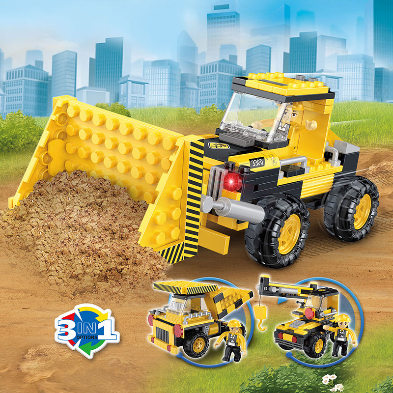 COGO 220PCS Creative And Versatile One-Change Three Engineering Vehicle Building Block Toys