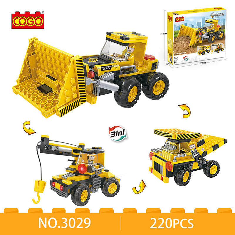 COGO 220PCS Creative And Versatile One-Change Three Engineering Vehicle Building Block Toys