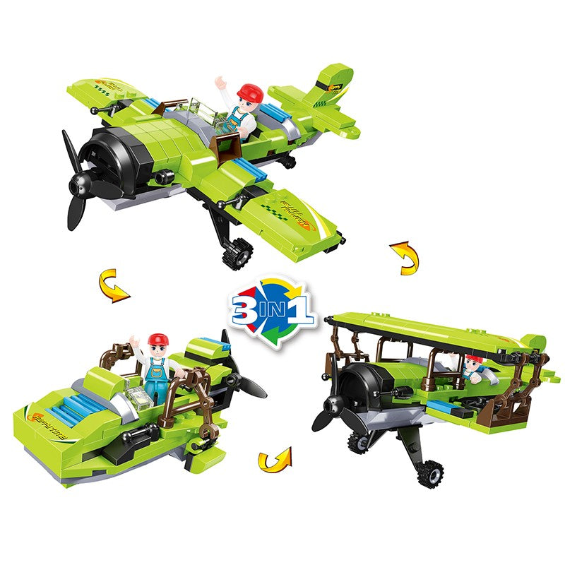 COGO 178PCS Creative And Changeable Tri-War Airplane Building Block Toy