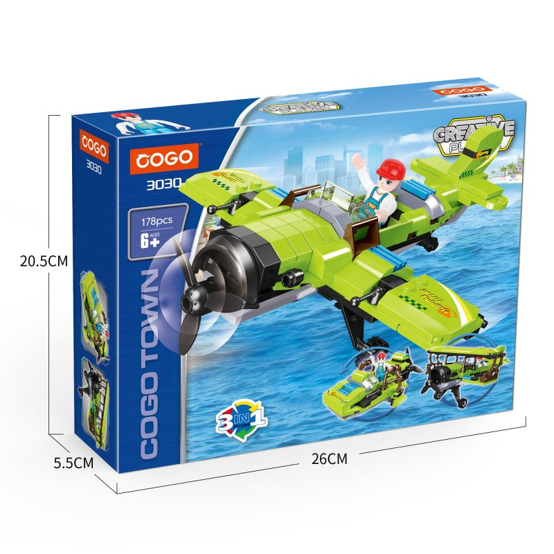 COGO 178PCS Creative And Changeable Tri-War Airplane Building Block Toy