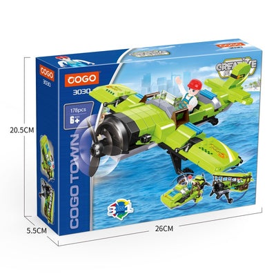 COGO 178PCS Creative And Changeable Tri-War Airplane Building Block Toy