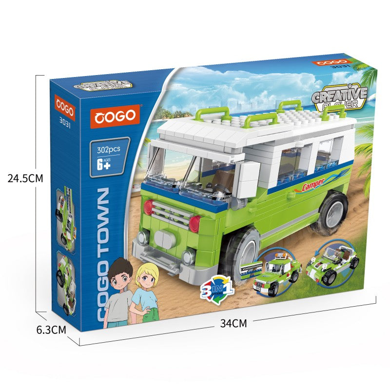 COGO 302PCS Creative And Changeable Three Picnic Car Building Block Toys
