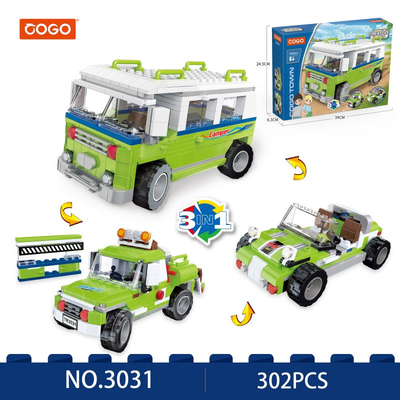 COGO 302PCS Creative And Changeable Three Picnic Car Building Block Toys