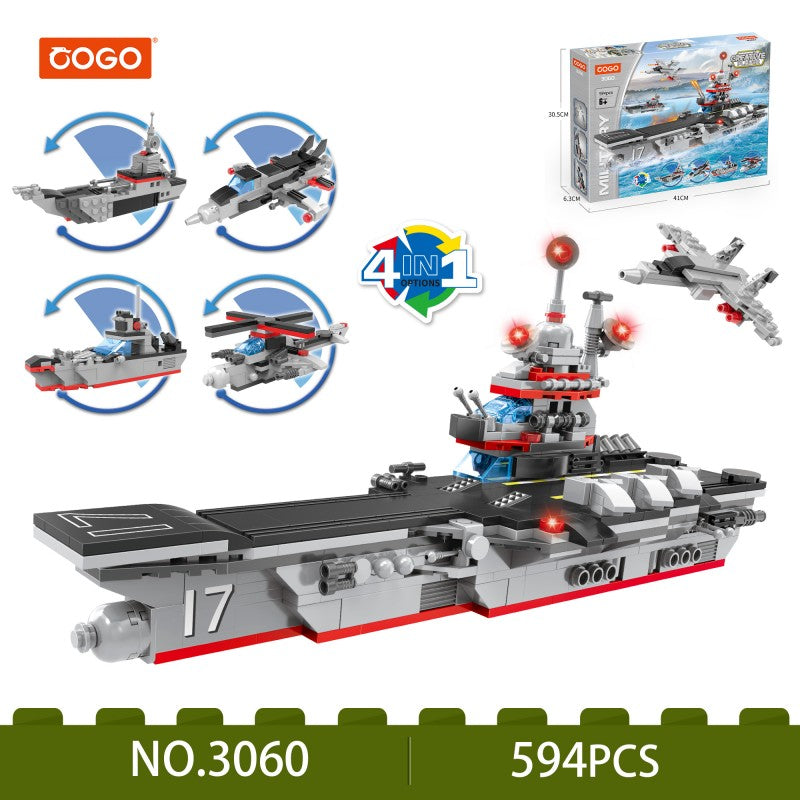 COGO 594PCS Four-In-One Warship Building Block Toy