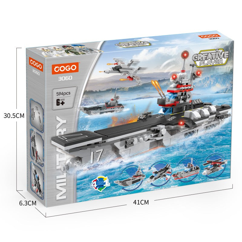COGO 594PCS Four-In-One Warship Building Block Toy