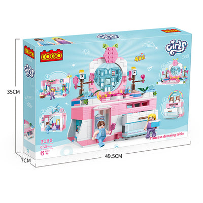 COGO 653 PCS 4 合 1 女孩创意梳妆台积木玩具