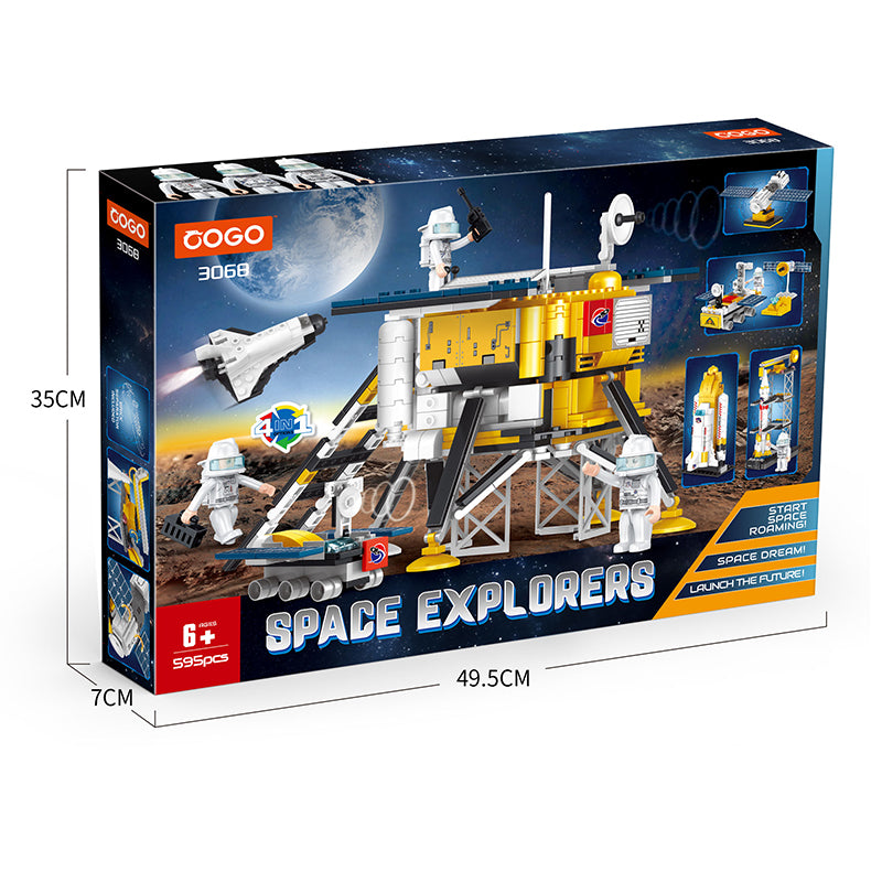 COGO 595PCS Four-In-One Aerospace Lunar Exploration Lander Building Block Toy