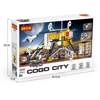 COGO 595 PCS四合一航空航天月球探测着陆器积木玩具