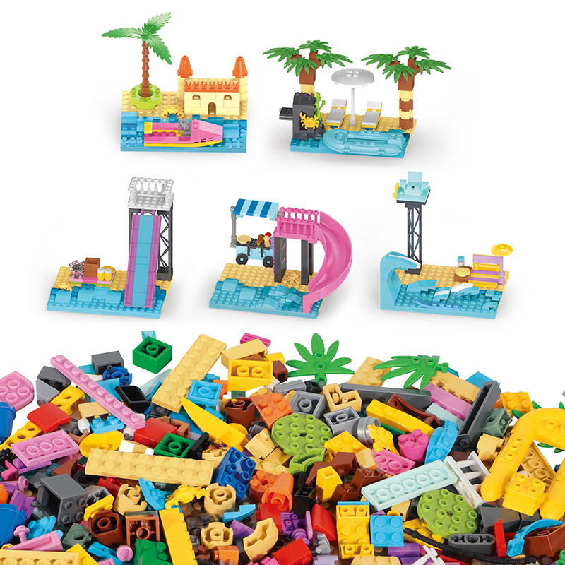 COGO 1200PCS Freely Build DIY Beach Park Building Block Toys