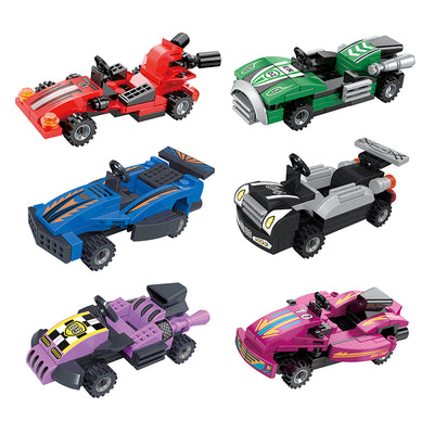COGO Six Mini Pull-Back Racing Building Block Toys