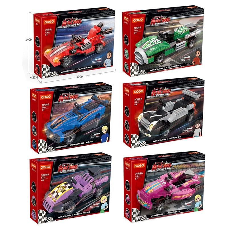 COGO Six Mini Pull-Back Racing Building Block Toys