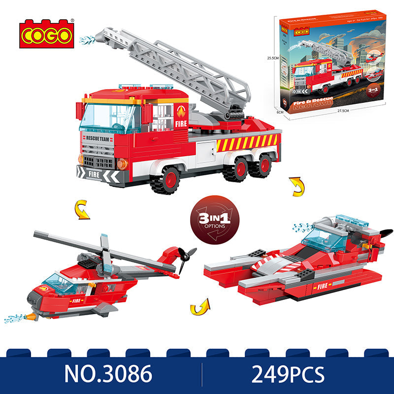 COGO 249PCS Creative And Changeable Fire Building Block Toys