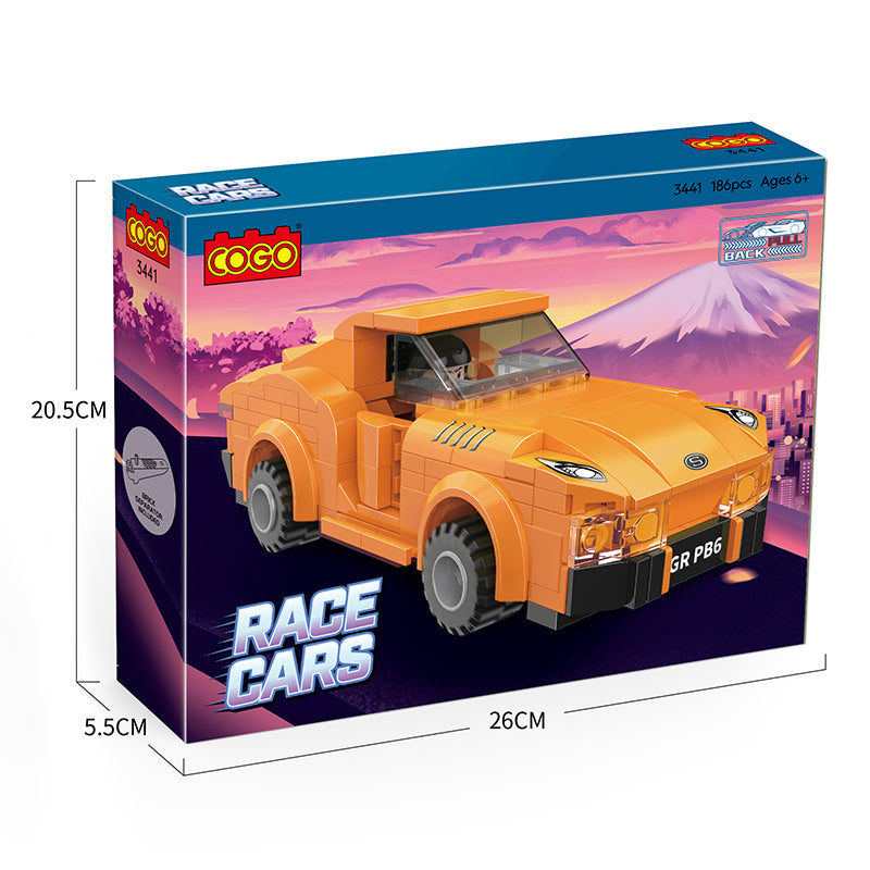 COGO 186PCS Racing Pull Back Car Building Block Toy