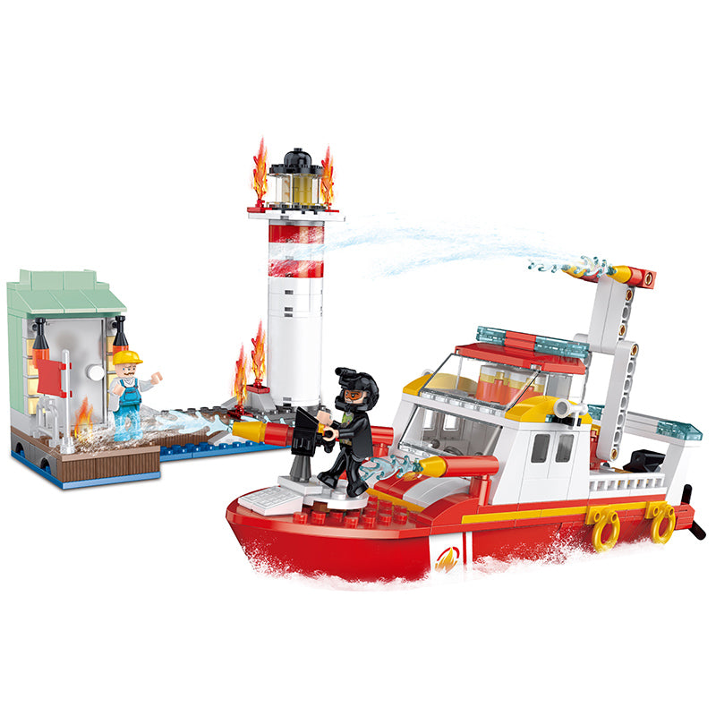 COGO 411PCS Fire Series Marine Lighthouse Rescue Building Block Toys