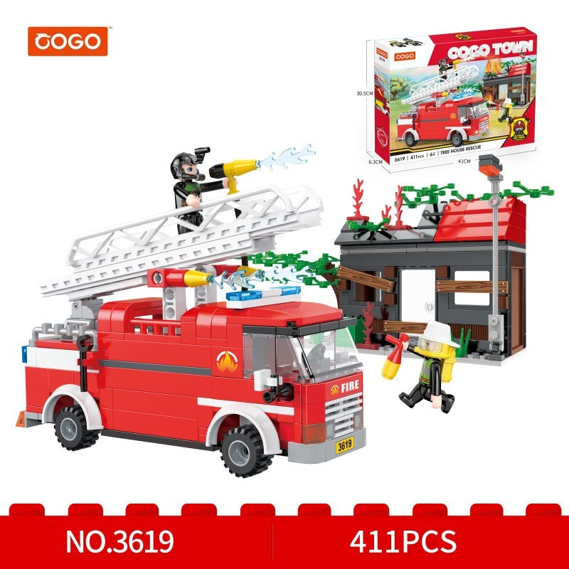 COGO 411PCS Fire Series Suburban Tree House Rescue Building Block Toys