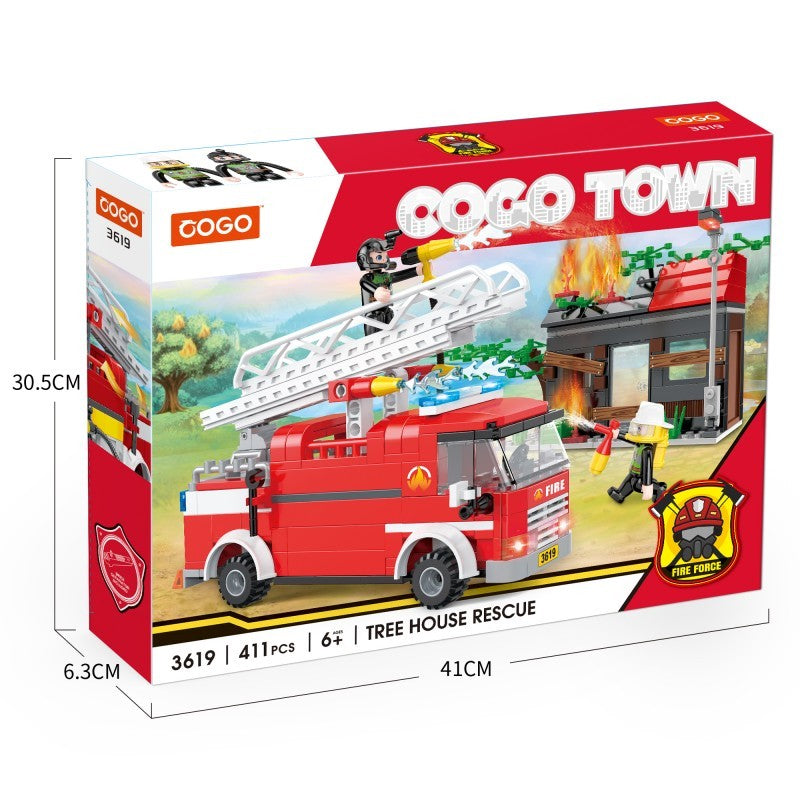 COGO 411PCS Fire Series Suburban Tree House Rescue Building Block Toys