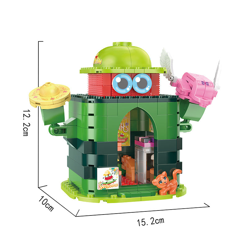 COGO 250PCS Fruit Street Watermelon Hat Shop Building Block Toy