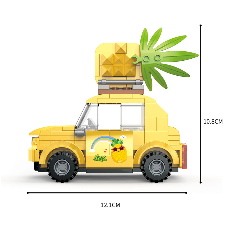 COGO 212PCS 水果街回力菠萝车摄影棚积木玩具