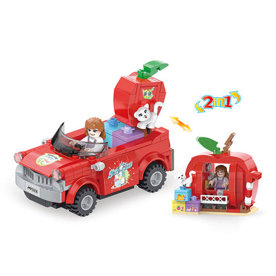 COGO 232PCS Fruit Street Pull Back Apple Sports Car Gift House Building Block Toy